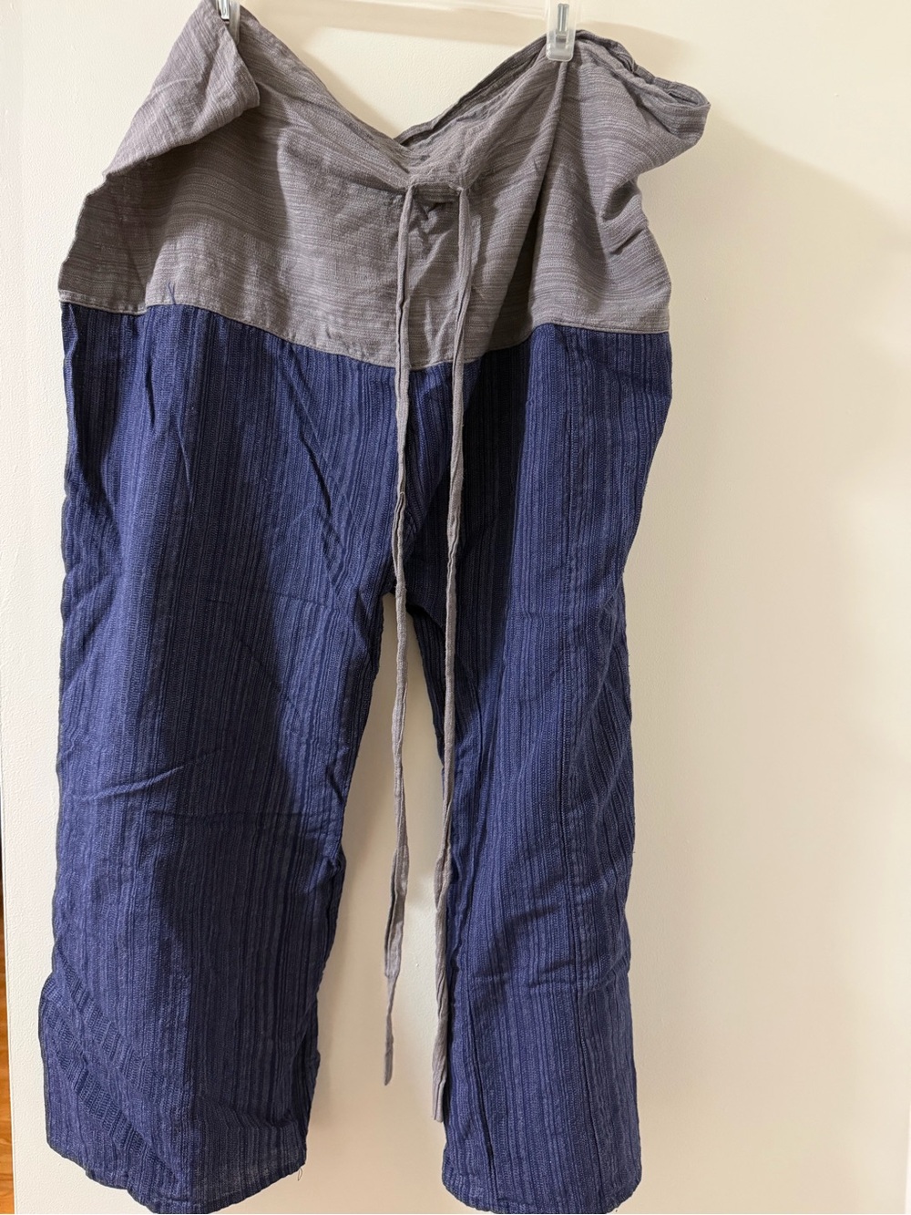 Men's Two-Tone Drawstring Pants - Blue & Gray